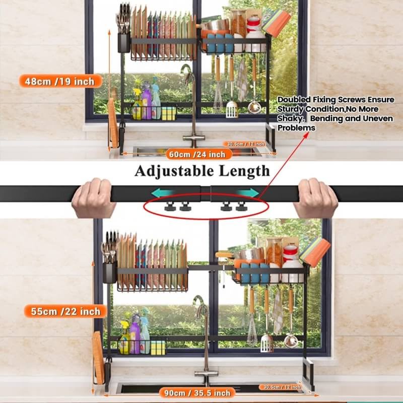 Expandable over the sink kitchen rack