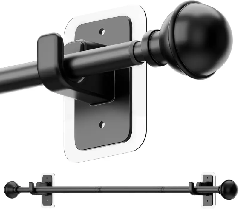 Self adhesive curtain rods